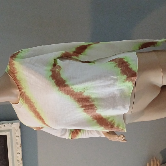 🔥🔥🔥Lisa Todd Psyched up tie dye stripe cotton sweater XS neon - Picture 2 of 12